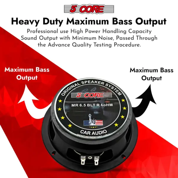 5 Core 6.5 Inch Midrange Car Door Speaker 360W 4 Ohm with Aluminum Bullet - Image 8