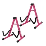5 Core 2 Pack A Frame Guitar Stands with Foam Arms for Acoustic Electric and Bass Guitars
