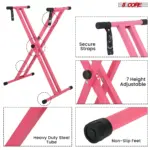 5 Core Heavy Duty Double X Keyboard Stand Adjustable for 61 76 and 88 Key Keyboards - Image 27