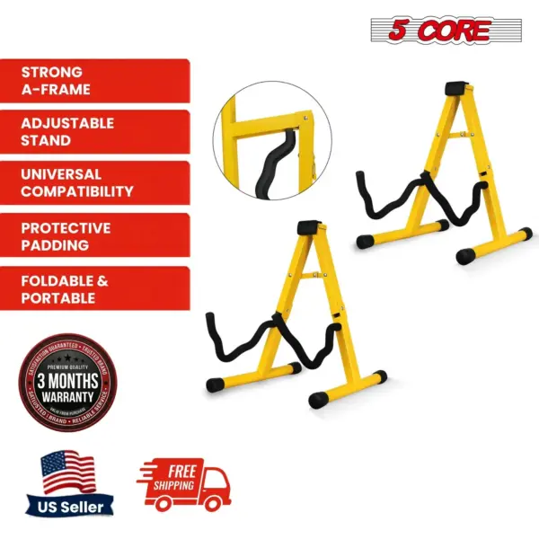 5 Core 2 Pack A Frame Guitar Stands with Foam Arms for Acoustic Electric and Bass Guitars - Image 14