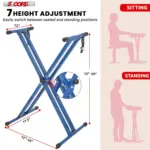 5 Core Heavy Duty Double X Keyboard Stand Adjustable for 61 76 and 88 Key Keyboards - Image 23
