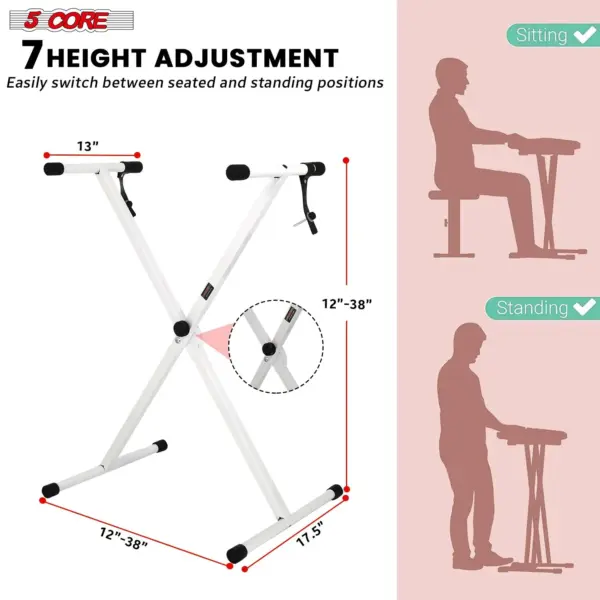 5 Core Single X Keyboard Stand Adjustable for 61 76 and 88 Key Keyboards - Image 10
