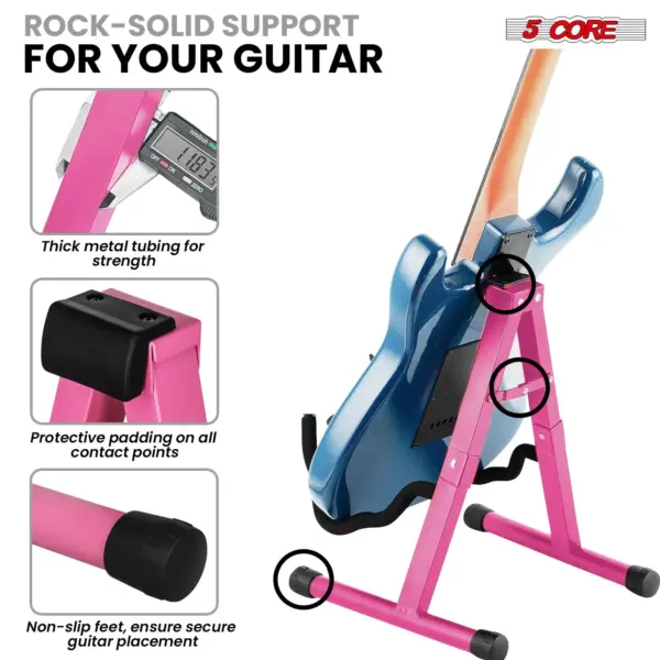 5 Core A Frame Guitar Stand with Foam Arms for Acoustic Electric and Bass Guitars - Image 54