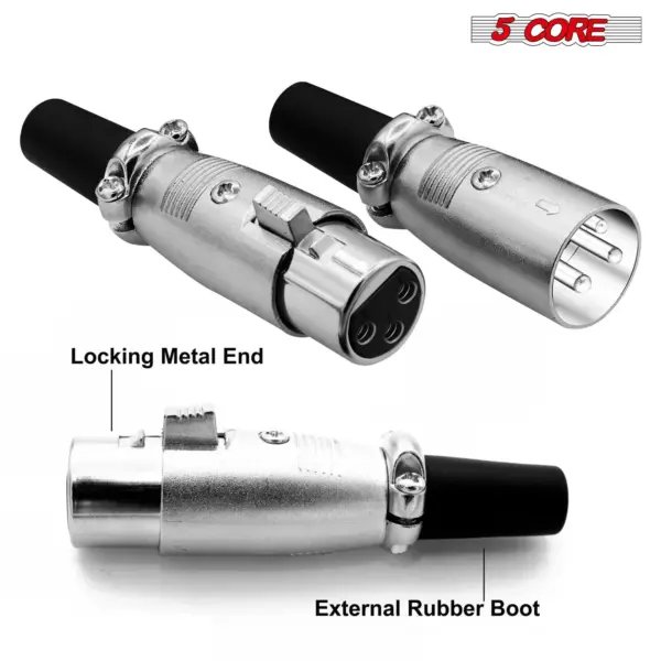 5 Core 3 Pin XLR Male and Female to 1/4 Inch Audio Jack Locking Connector Set - Image 44