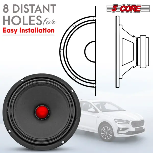 5 Core 6.5 Inch Midrange Car Door Speaker 360W 4 Ohm with Aluminum Bullet - Image 9