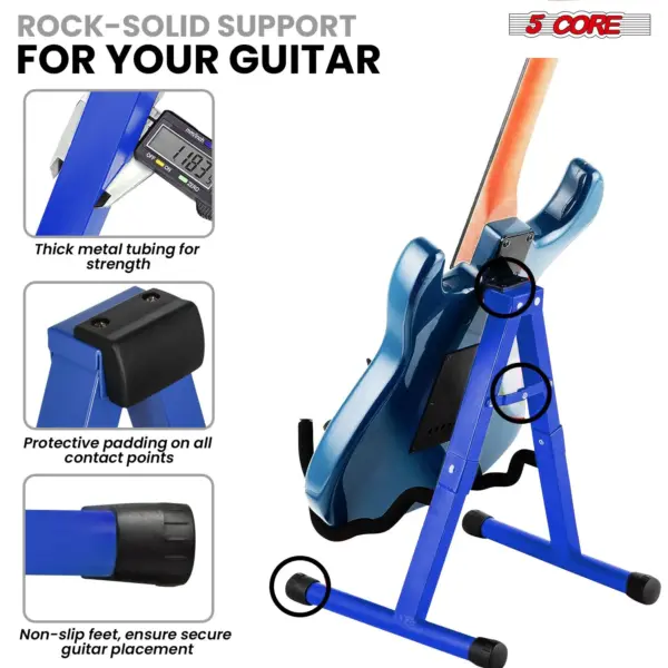 5 Core A Frame Guitar Stand with Foam Arms for Acoustic Electric and Bass Guitars - Image 31