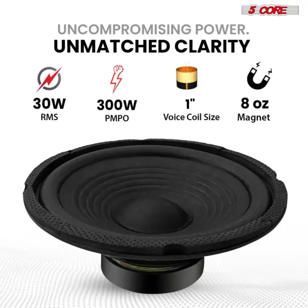 5 Core 6 Inch Car Audio Subwoofer 300W 4 Ohm Replacement Bass Speaker - Image 11