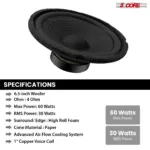 5 Core 6 Inch Car Audio Subwoofer 300W 4 Ohm Replacement Bass Speaker - Image 16