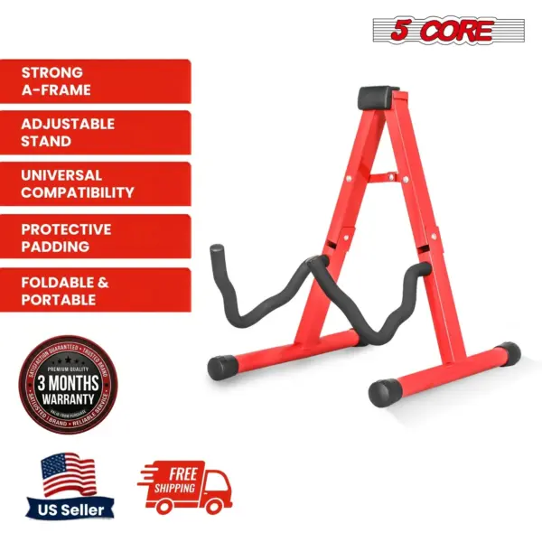 5 Core A Frame Guitar Stand with Foam Arms for Acoustic Electric and Bass Guitars - Image 60