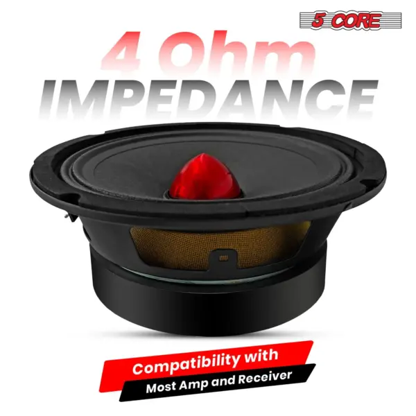 5 Core 6.5 Inch Midrange Car Door Speaker 360W 4 Ohm with Aluminum Bullet - Image 4