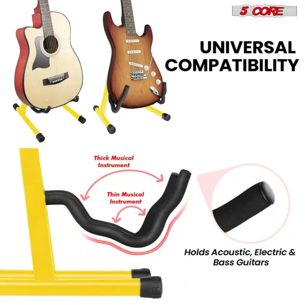 5 Core A Frame Guitar Stand with Foam Arms for Acoustic Electric and Bass Guitars - Image 42