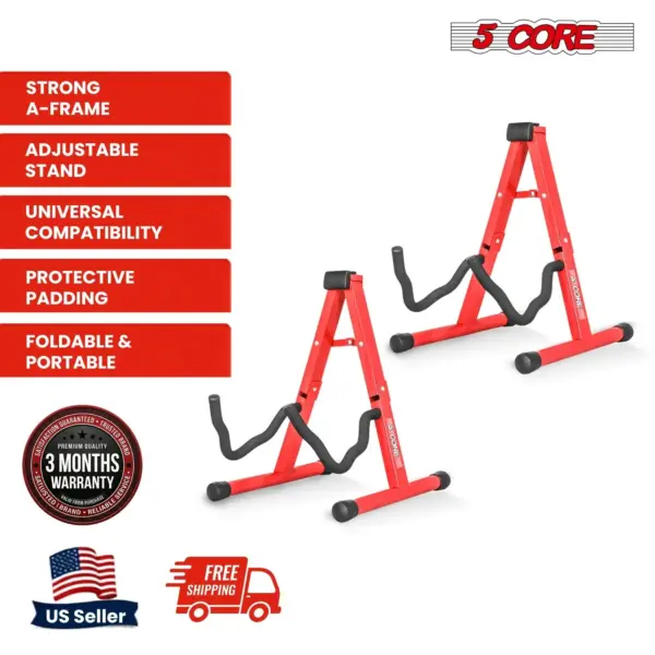 5 Core 2 Pack A Frame Guitar Stands with Foam Arms for Acoustic Electric and Bass Guitars - Image 25