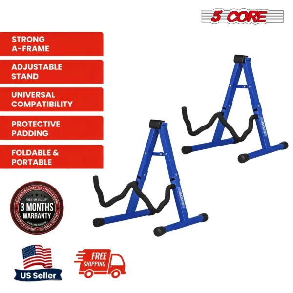 5 Core 2 Pack A Frame Guitar Stands with Foam Arms for Acoustic Electric and Bass Guitars - Image 45