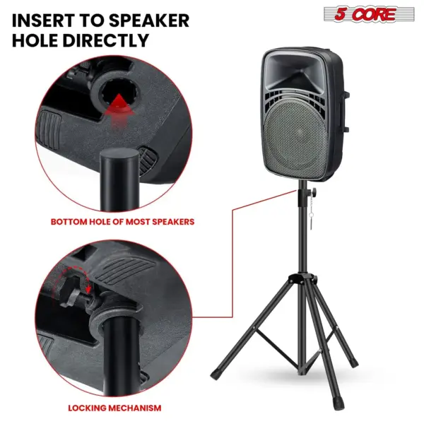 5 Core Adjustable Short Tripod Speaker Stand for PA and Studio Monitors - Image 7