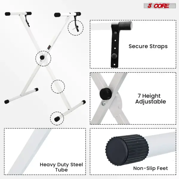 5 Core Single X Keyboard Stand Adjustable for 61 76 and 88 Key Keyboards - Image 12
