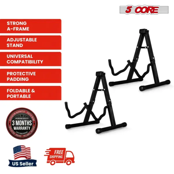 5 Core 2 Pack A Frame Guitar Stands with Foam Arms for Acoustic Electric and Bass Guitars - Image 35