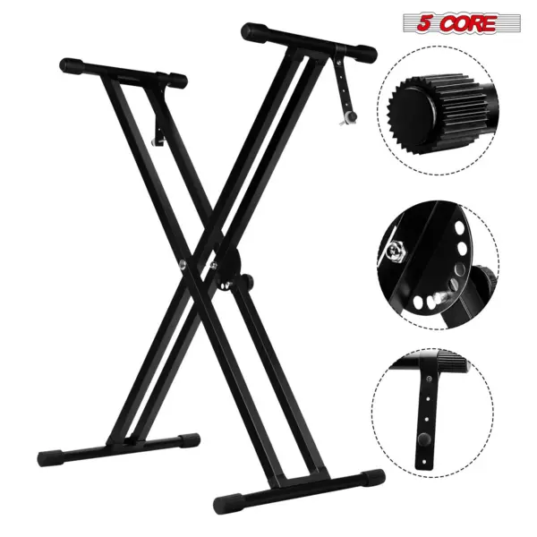 5 Core Heavy Duty Double X Keyboard Stand Adjustable for 61 76 and 88 Key Keyboards - Image 9