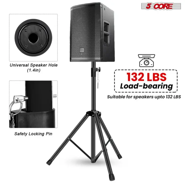 5 Core Adjustable Short Tripod Speaker Stand for PA and Studio Monitors - Image 8
