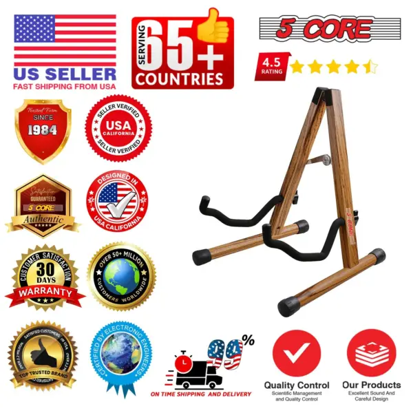 5 Core A Frame Guitar Stand with Foam Arms for Acoustic Electric and Bass Guitars - Image 29