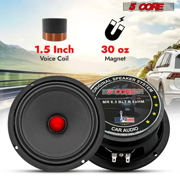 5 Core 6.5 Inch Midrange Car Door Speaker 360W 4 Ohm with Aluminum Bullet - Image 17