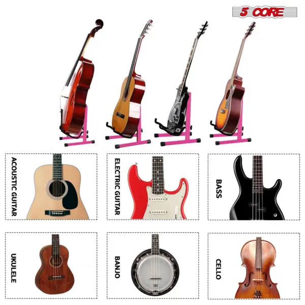 5 Core A Frame Guitar Stand with Foam Arms for Acoustic Electric and Bass Guitars - Image 52