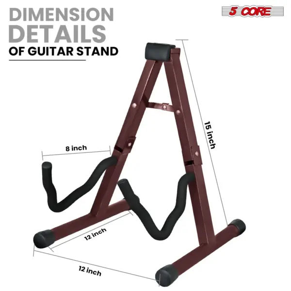 5 Core A Frame Guitar Stand with Foam Arms for Acoustic Electric and Bass Guitars - Image 5
