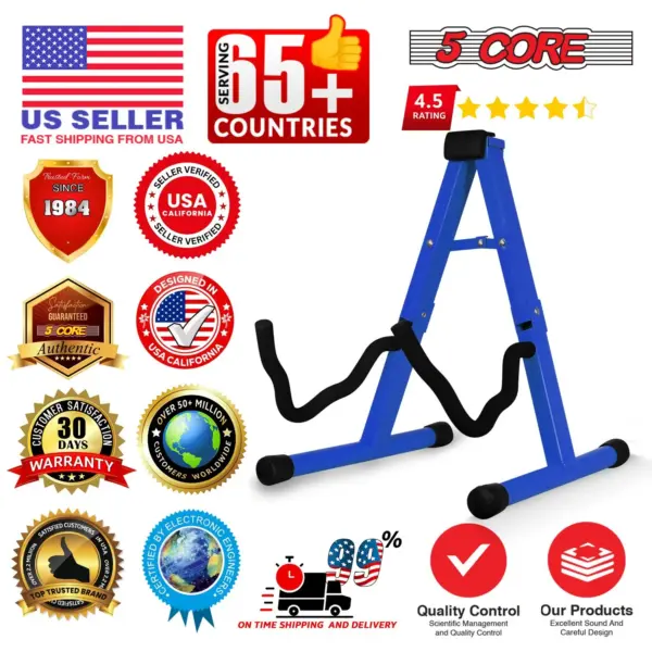 5 Core A Frame Guitar Stand with Foam Arms for Acoustic Electric and Bass Guitars - Image 38