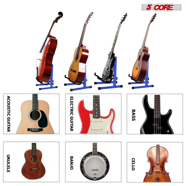 5 Core A Frame Guitar Stand with Foam Arms for Acoustic Electric and Bass Guitars - Image 34