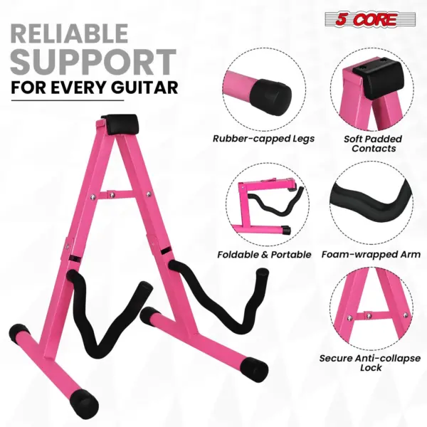 5 Core A Frame Guitar Stand with Foam Arms for Acoustic Electric and Bass Guitars - Image 48
