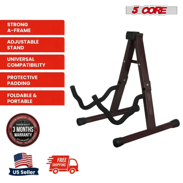 5 Core A Frame Guitar Stand with Foam Arms for Acoustic Electric and Bass Guitars - Image 4