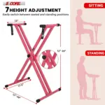 5 Core Heavy Duty Double X Keyboard Stand Adjustable for 61 76 and 88 Key Keyboards - Image 25
