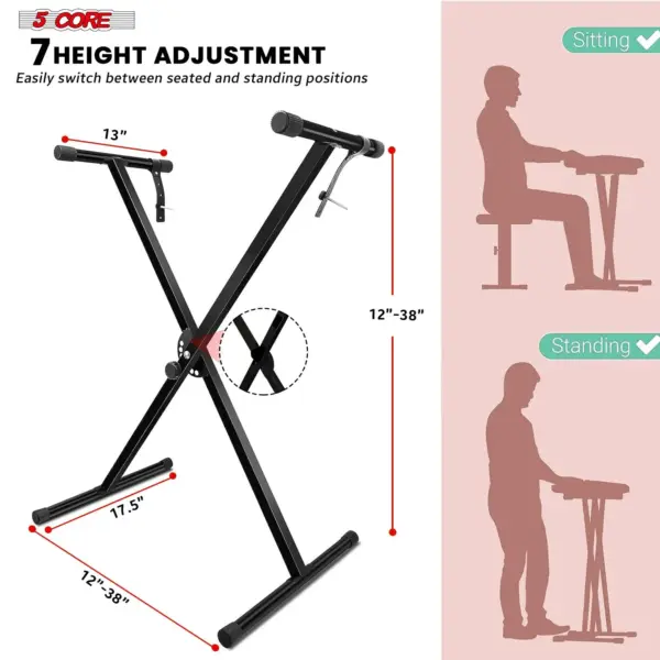 5 Core Single X Keyboard Stand Adjustable for 61 76 and 88 Key Keyboards - Image 22
