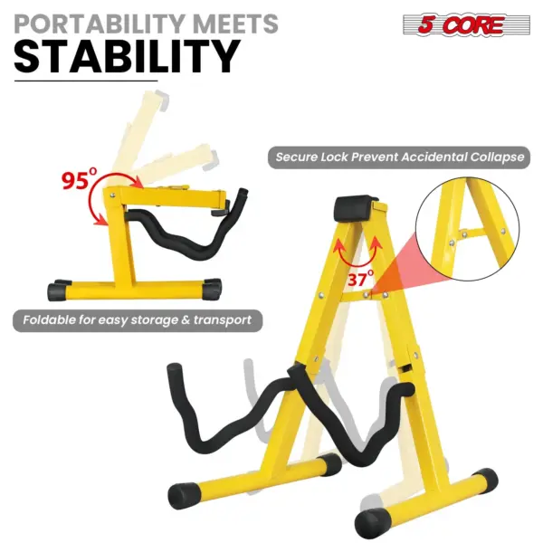 5 Core 2 Pack A Frame Guitar Stands with Foam Arms for Acoustic Electric and Bass Guitars - Image 13