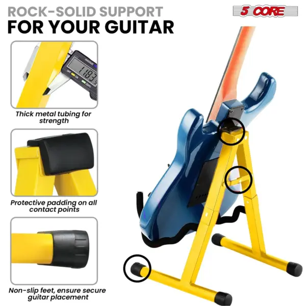 5 Core A Frame Guitar Stand with Foam Arms for Acoustic Electric and Bass Guitars - Image 41