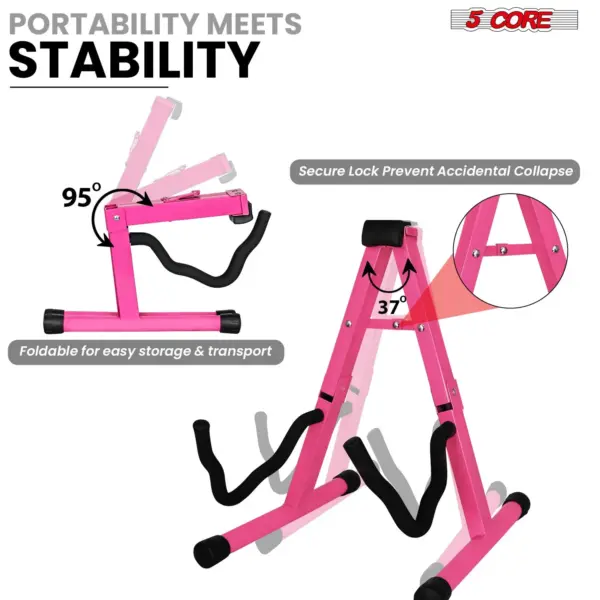 5 Core A Frame Guitar Stand with Foam Arms for Acoustic Electric and Bass Guitars - Image 51