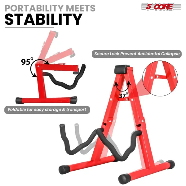 5 Core A Frame Guitar Stand with Foam Arms for Acoustic Electric and Bass Guitars - Image 61