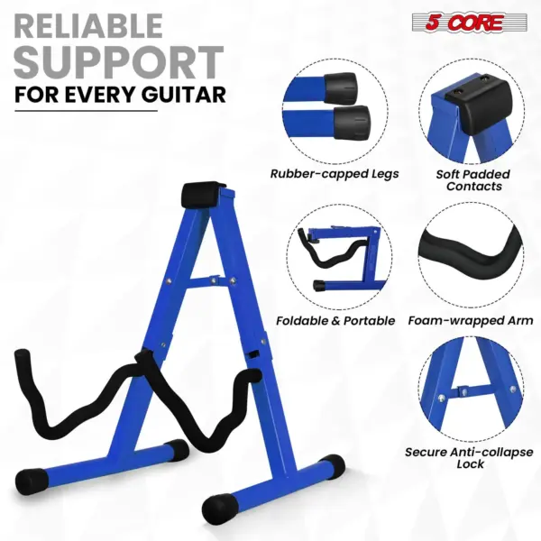 5 Core A Frame Guitar Stand with Foam Arms for Acoustic Electric and Bass Guitars - Image 32