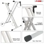 5 Core Heavy Duty Double X Keyboard Stand Adjustable for 61 76 and 88 Key Keyboards - Image 4