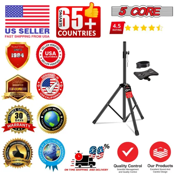 5 Core Adjustable Short Tripod Speaker Stand for PA and Studio Monitors - Image 10