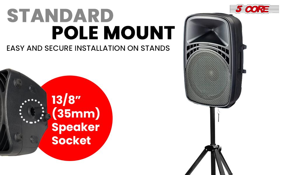 5 Core Adjustable Short Tripod Speaker Stand for PA and Studio Monitors