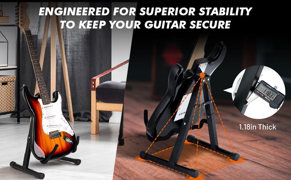 5 Core A Frame Guitar Stand with Foam Arms for Acoustic Electric and Bass Guitars