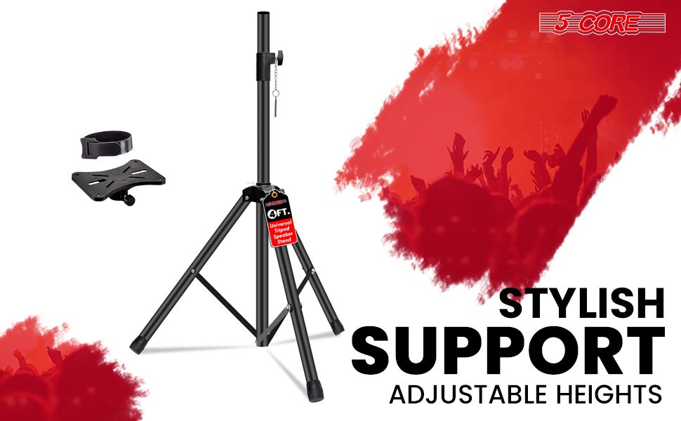 5 Core Adjustable Short Tripod Speaker Stand for PA and Studio Monitors