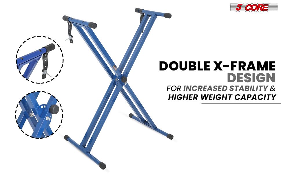5 Core Heavy Duty Double X Keyboard Stand Adjustable for 61 76 and 88 Key Keyboards