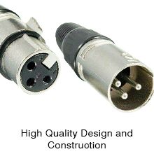 5 Core 3 Pin XLR Male and Female to 1/4 Inch Audio Jack Locking Connector Set