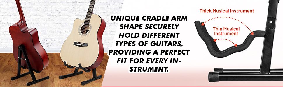 5 Core A Frame Guitar Stand with Foam Arms for Acoustic Electric and Bass Guitars