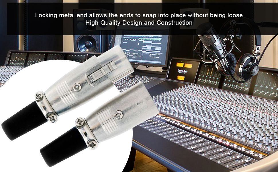 5 Core 3 Pin XLR Male and Female to 1/4 Inch Audio Jack Locking Connector Set