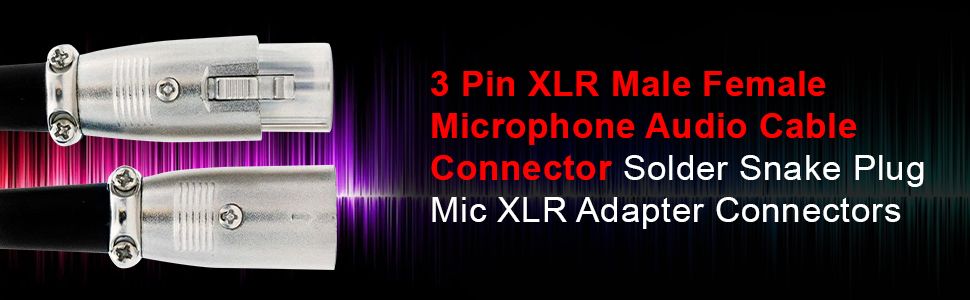 5 Core 3 Pin XLR Male and Female to 1/4 Inch Audio Jack Locking Connector Set