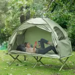 Outsunny 1 Person Folding Camping Cot, Portable Outdoor with Carry Bag, 2-in-1 Elevated Camping Bed Tent Single - Image 2