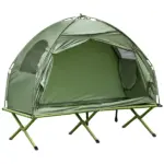 Outsunny 1 Person Folding Camping Cot, Portable Outdoor with Carry Bag, 2-in-1 Elevated Camping Bed Tent Single
