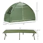 Outsunny 1 Person Folding Camping Cot, Portable Outdoor with Carry Bag, 2-in-1 Elevated Camping Bed Tent Single - Image 3